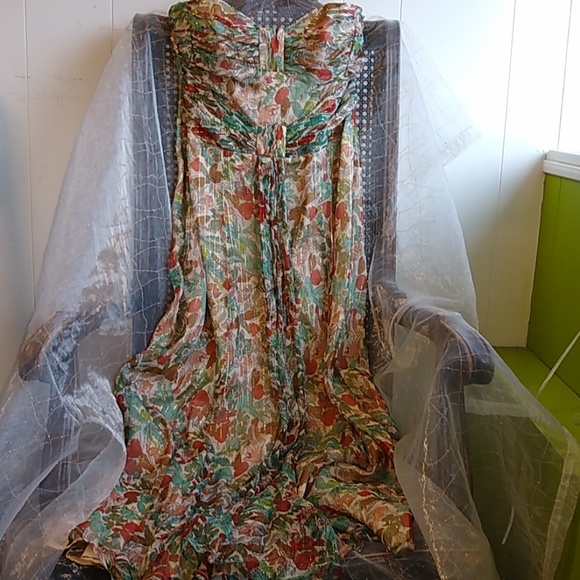Nanette Lepore silk chiffon print strapless Sz 4